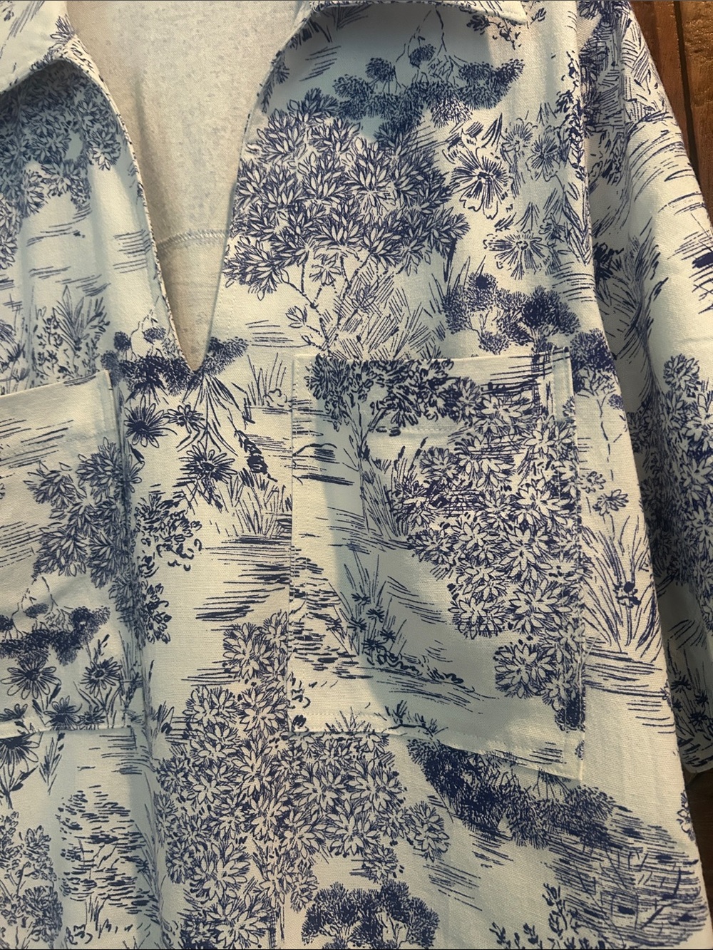 Olivaceous Blue and White Toile Dress - Picture 4 of 6